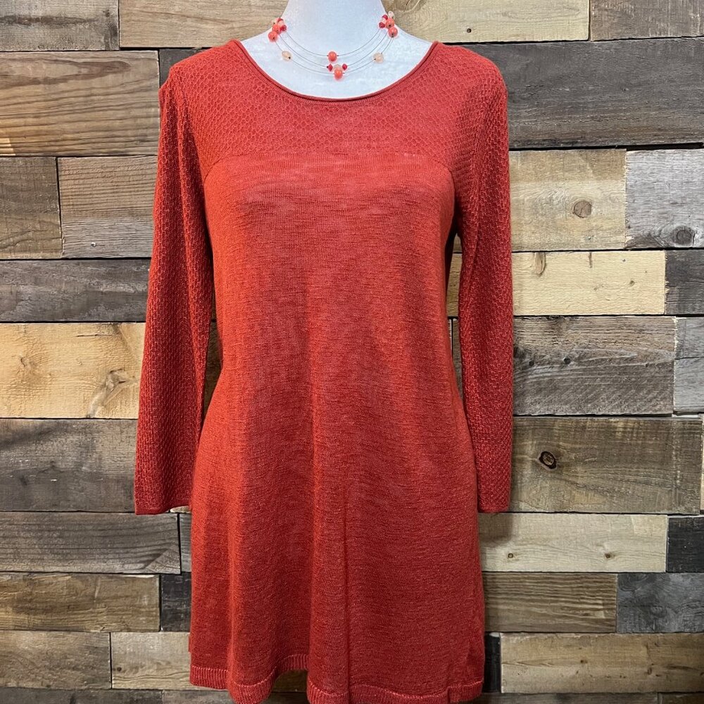 Peck & Peck Rust Colored Cold Shoulder Knit top Size Small NWT